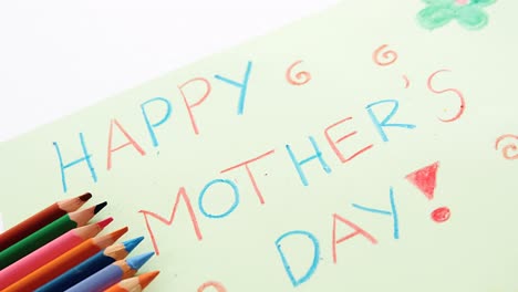 color pencil kept on happy mothers day greetings card