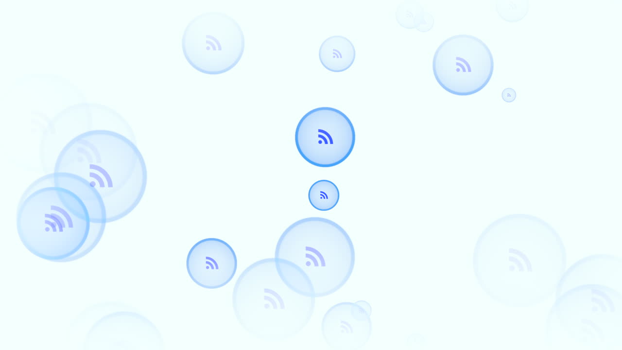 Motion feed icons on simple network background 1