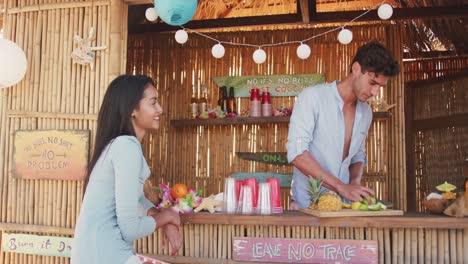 friends enjoying a bar on the beach