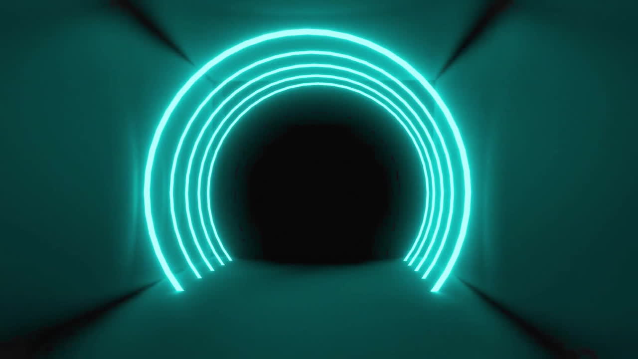 animación de un túnel digital de neón sobre un fondo negro
