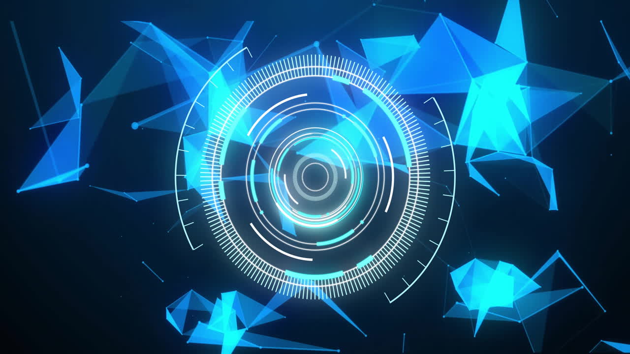 animación de escaneo de alcance y conexiones en fondo negro