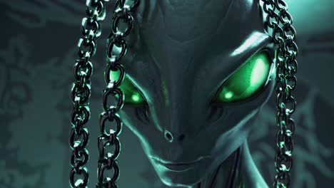 alien portrait with chains