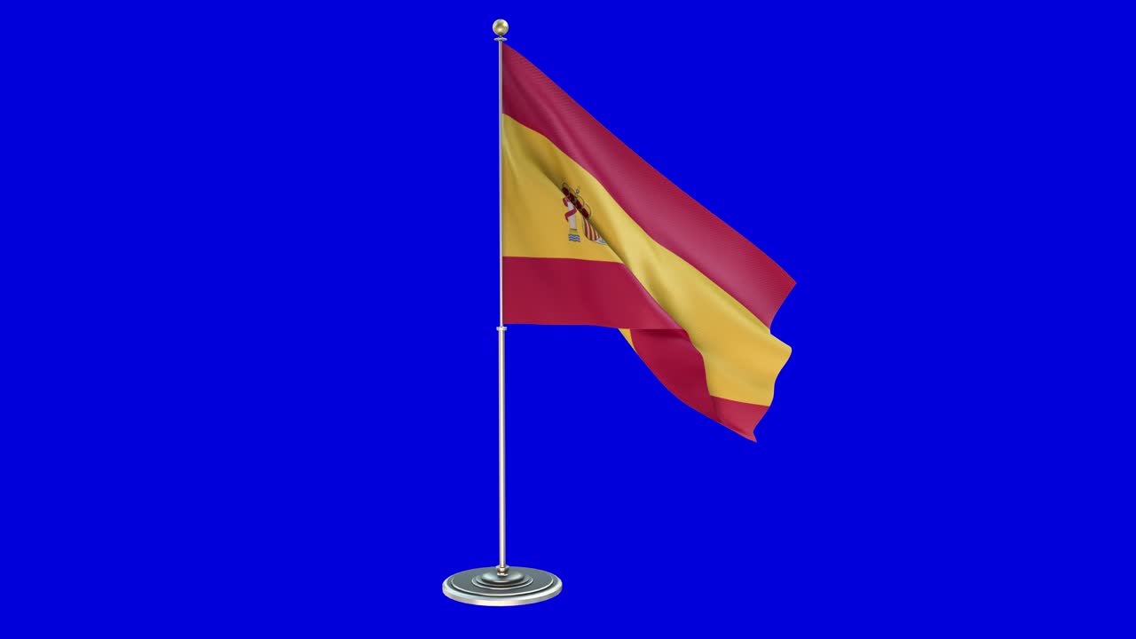 ilustración 3d de la bandera ondeando en un poste con croma