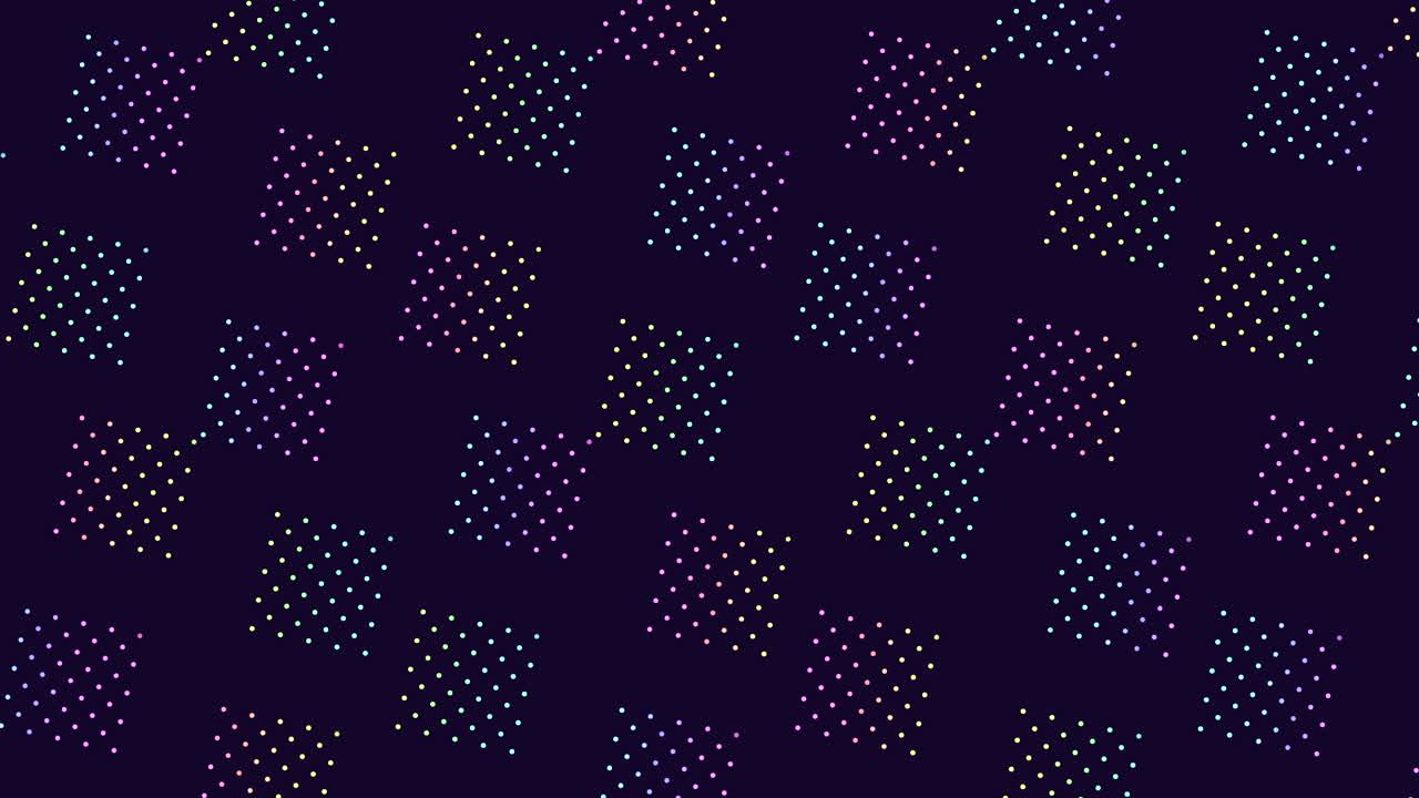 Motion rainbow dots and squares pattern