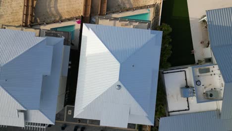 Top-down-ascending-shot-of-a-luxurious-condominium-on-Orange-Beach-located-at-Gulf-Shores-Alabama