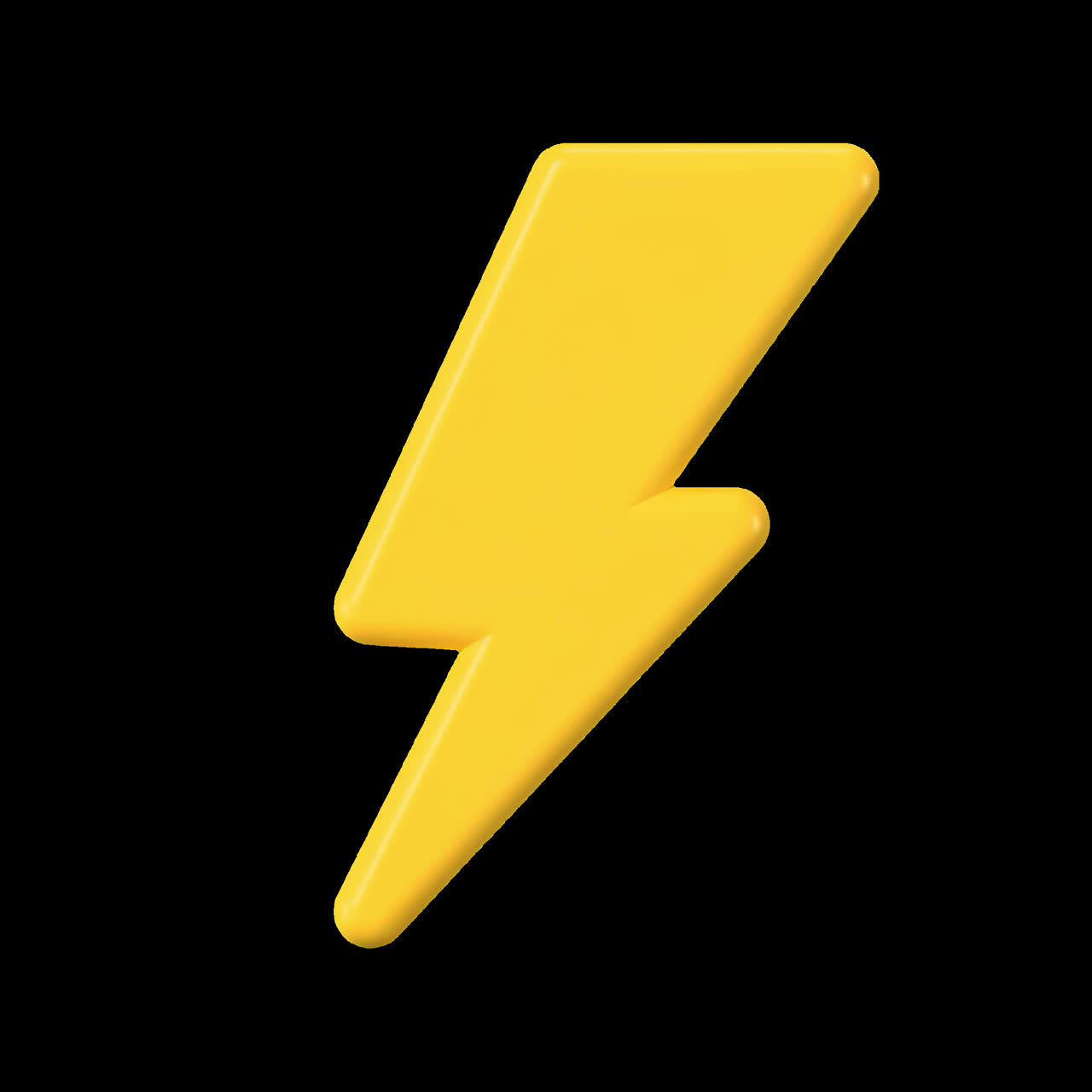 Bright yellow lightning bolt icon animation isolated asset, transparent 4K video, alpha channel
