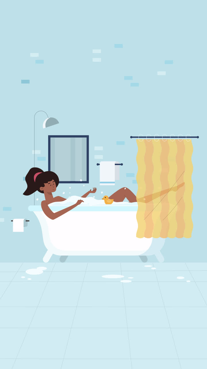 An animation of a Person relaxing in bathtub illustration