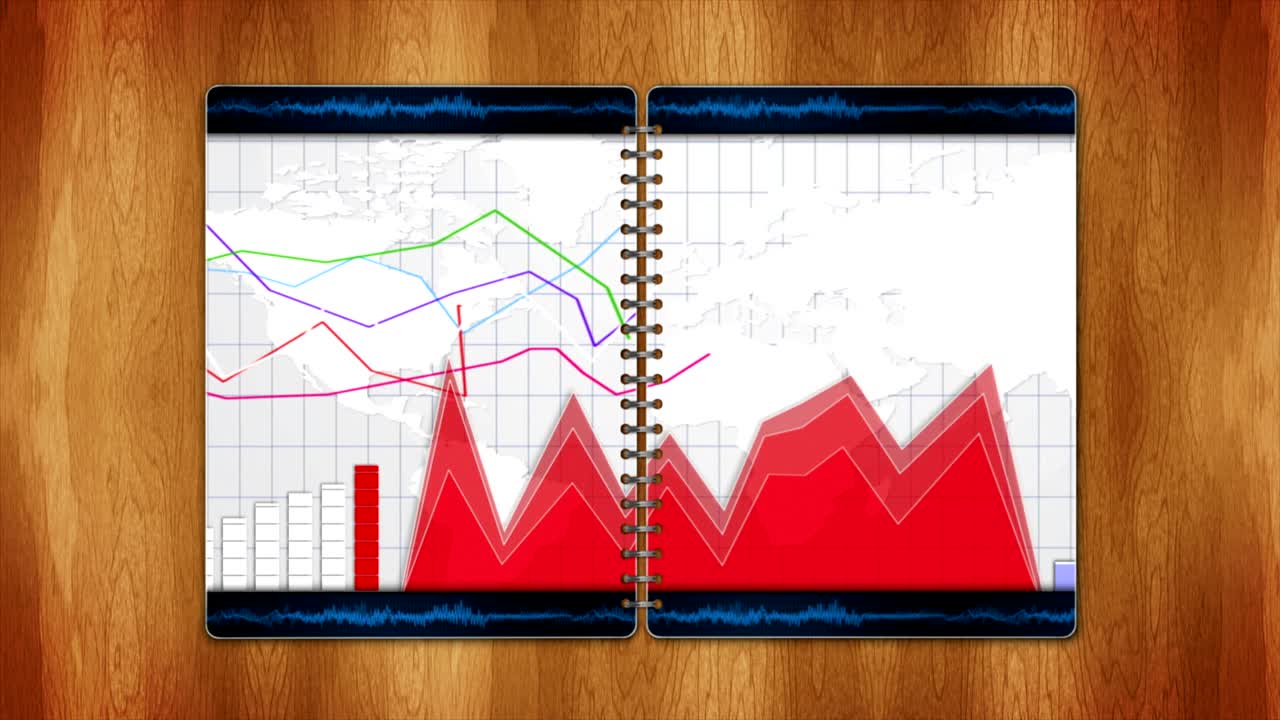 concepto de negocio en las páginas del libro, animación, renderización, fondo, con canal alfa, bucle