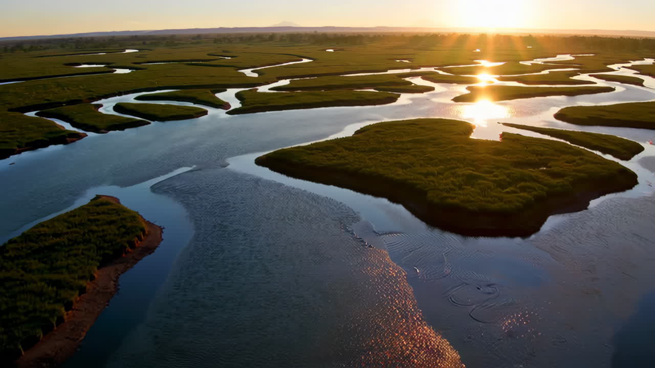 Alba su un suggestivo paesaggio di palude e fiume