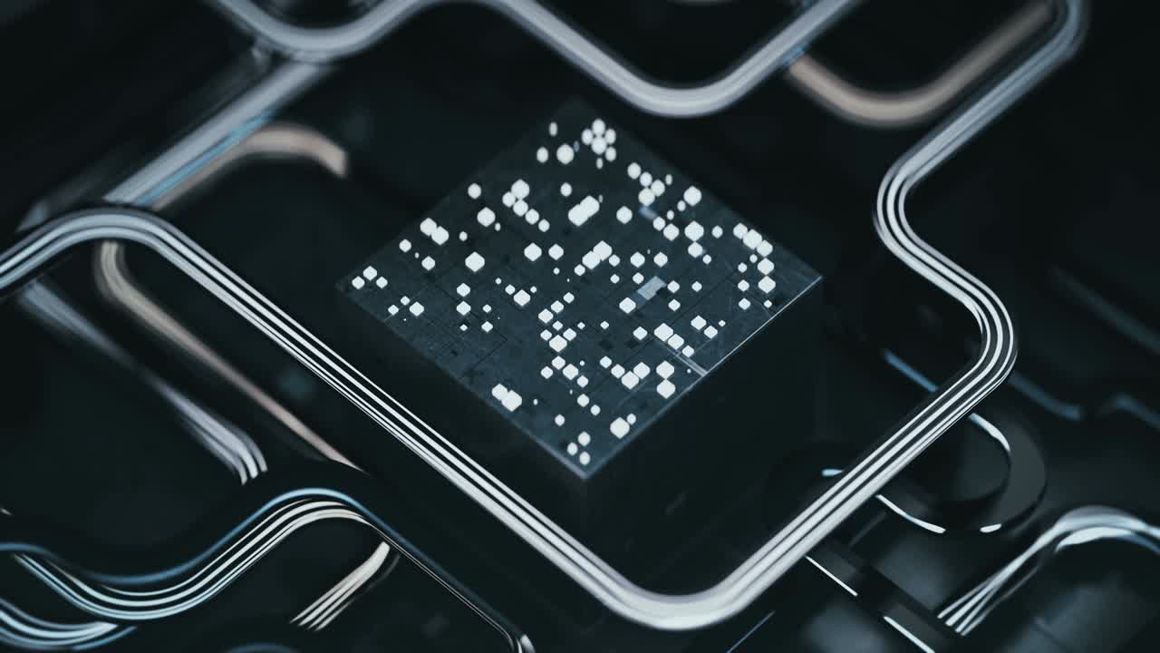Future technology board seamless loop 3D render animation