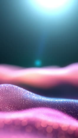 bright lights ripple in space. soft waves of light in shades of pink and purple ripple across a dark background, creating a serene atmosphere.