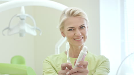 smiling stomatologist in modern dental office