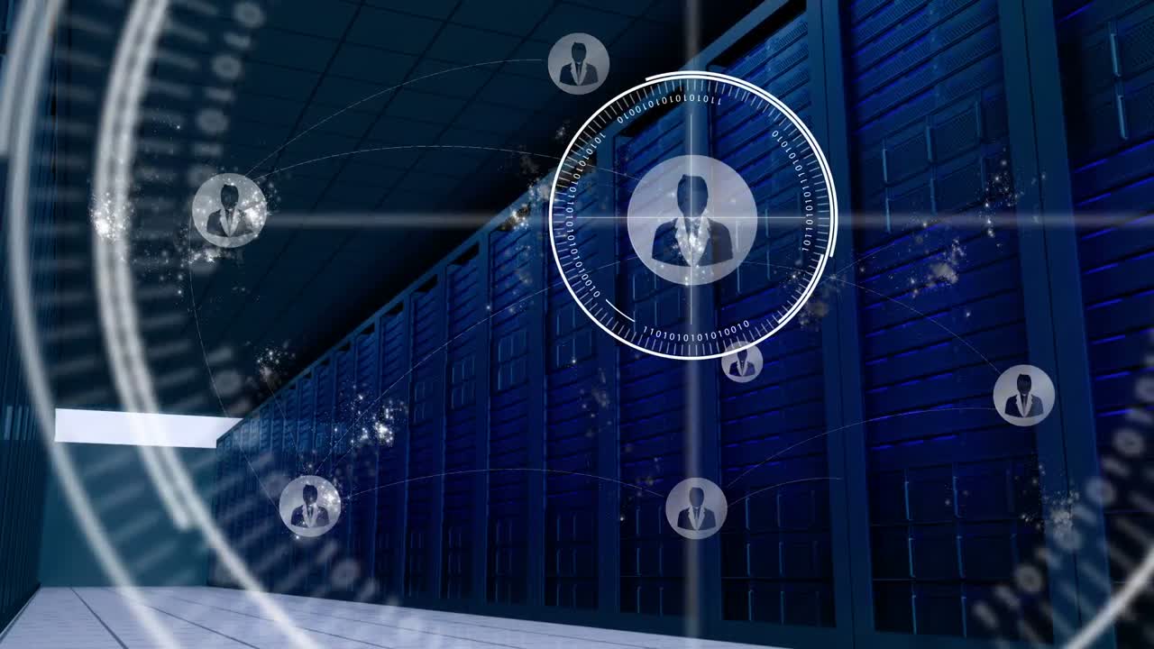 animación de la red de conexiones con los iconos de las personas