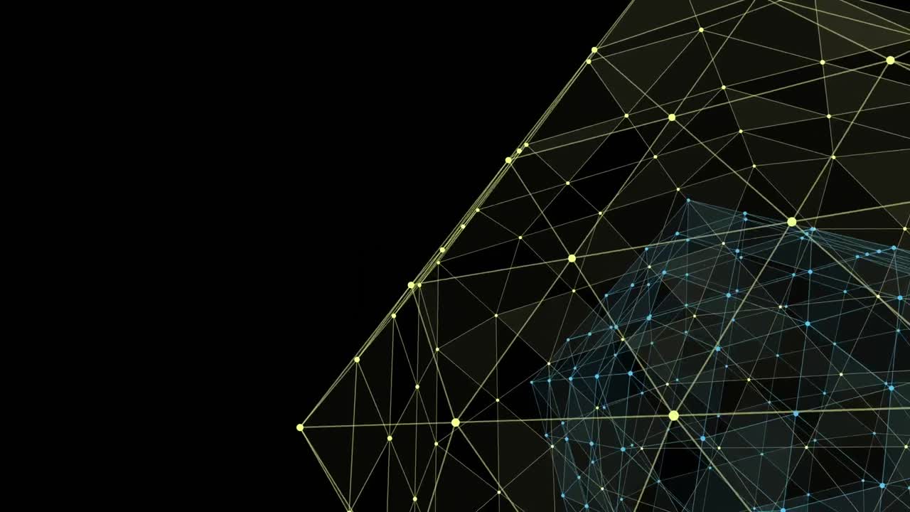 4개의 텍스트와 검은 바탕에 빛나는 연결 네트워크의 플렉서스  ⁇ 스  ⁇ 크