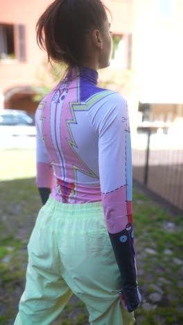 woman in stylish outfit exploring a european city