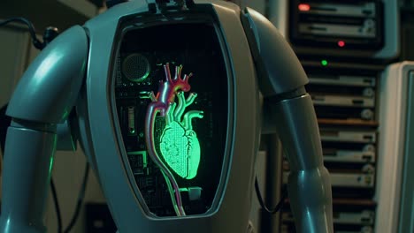 robot with a glowing heart