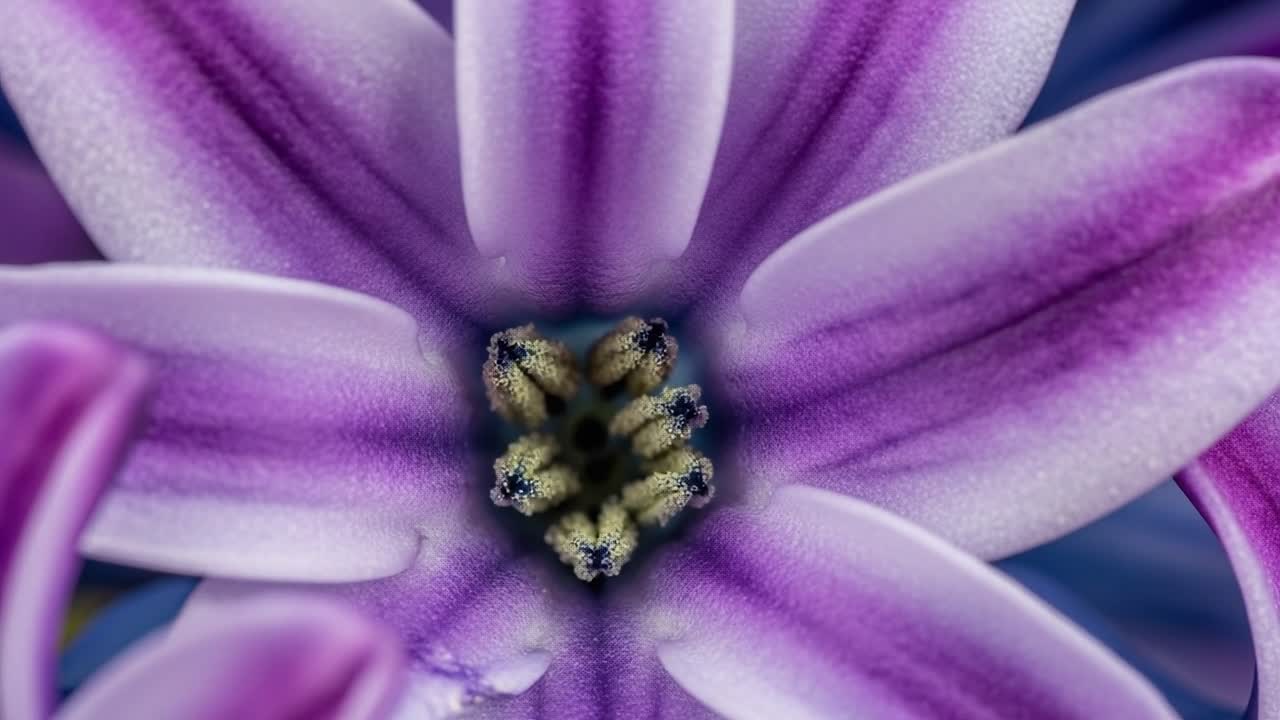 Beautiful Close-Up of a Purple Flower Showcasing Delicate Petals and Intricate Stamens, Highlighting Nature's Stunning Floral Patterns and Textures