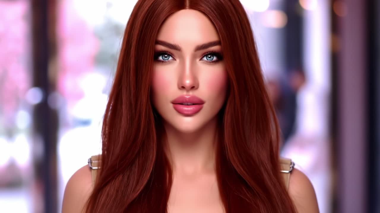 Captivating Portrait of a Glamorous Woman with Stunning Long Red Hair and Striking Features in an Elegant Surrounding Setting