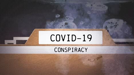 Animation-of-covid-19-conspiracy-text-over-globe