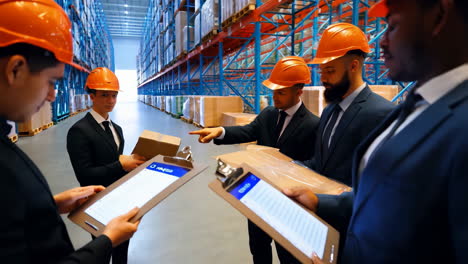 warehouse team inspecting inventory