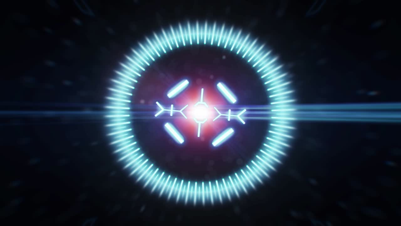 2D HUD animation of a target with a background of anamorphic highlights