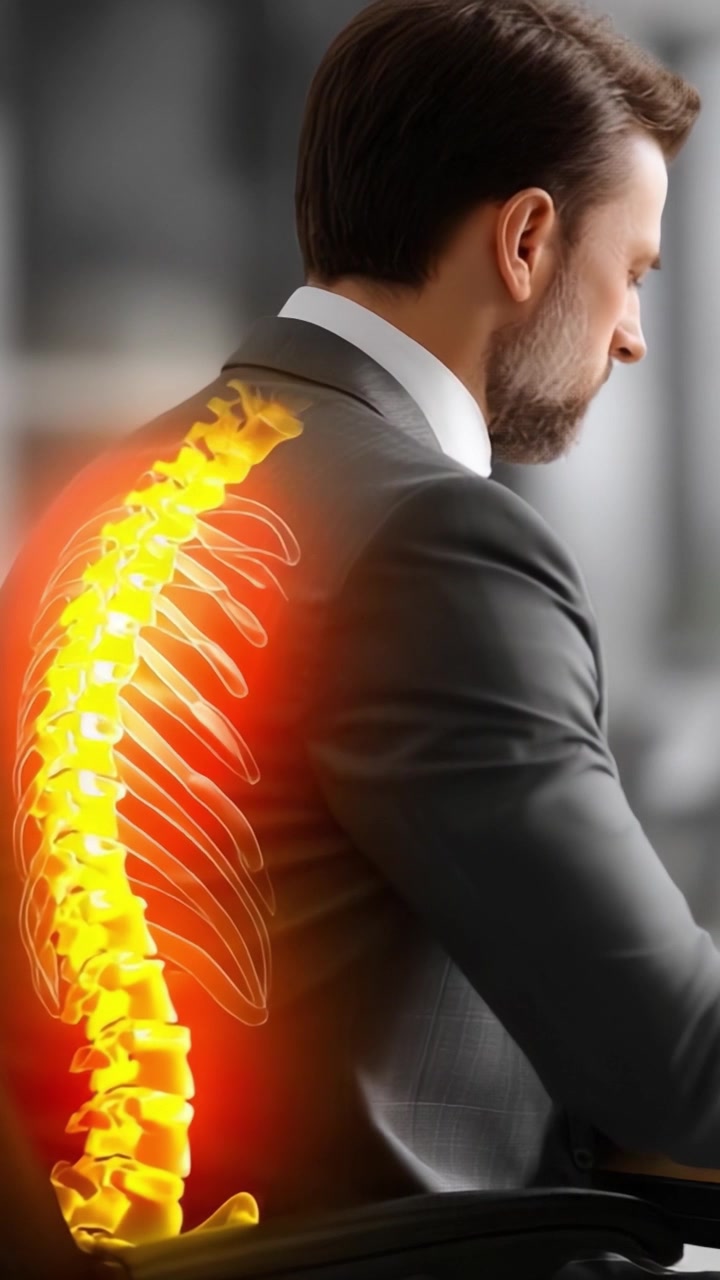 Exploring the Anatomy of the Human Spine: A Side View of Spinal Health and Posture in a Professional Context with Radiant Yellow and Orange Illustrations