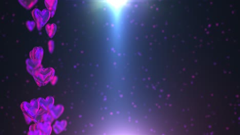 valentines day diamond hearts background with light