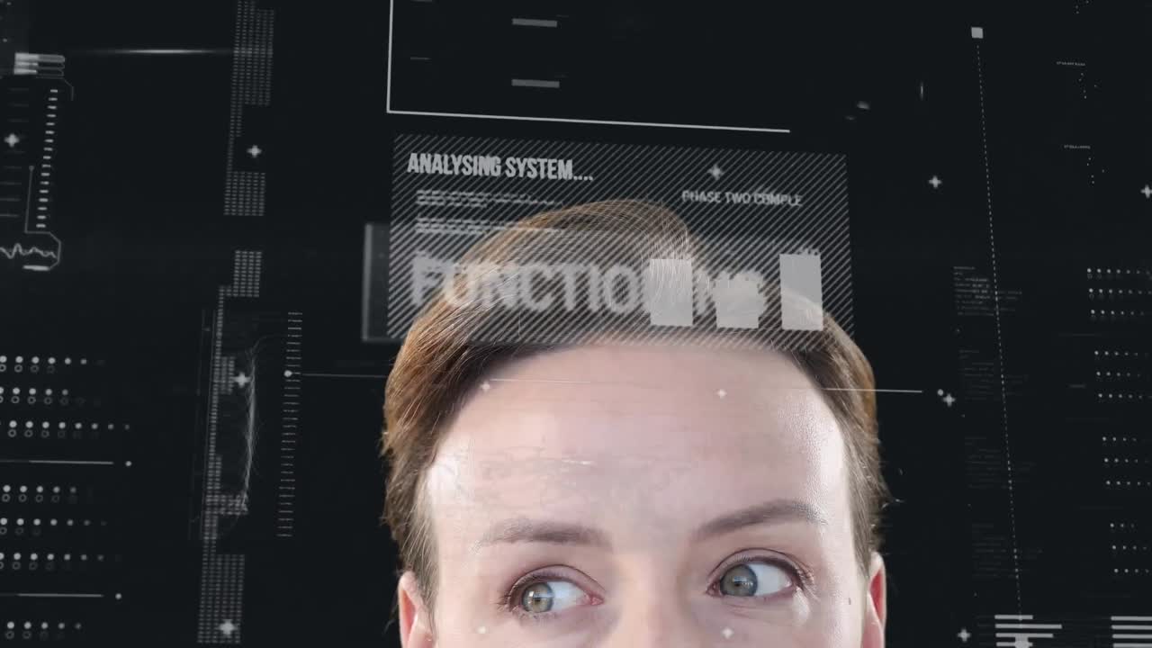 animación de un hombre de negocios sobre procesamiento de datos en fondo negro