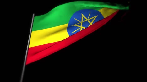 Ethiopia flag , Realistic 3D animation of waving flag. Ethiopia flag waving in the wind. National flag of Ethiopia. seamless loop animation. 4K High Quality, 3D render