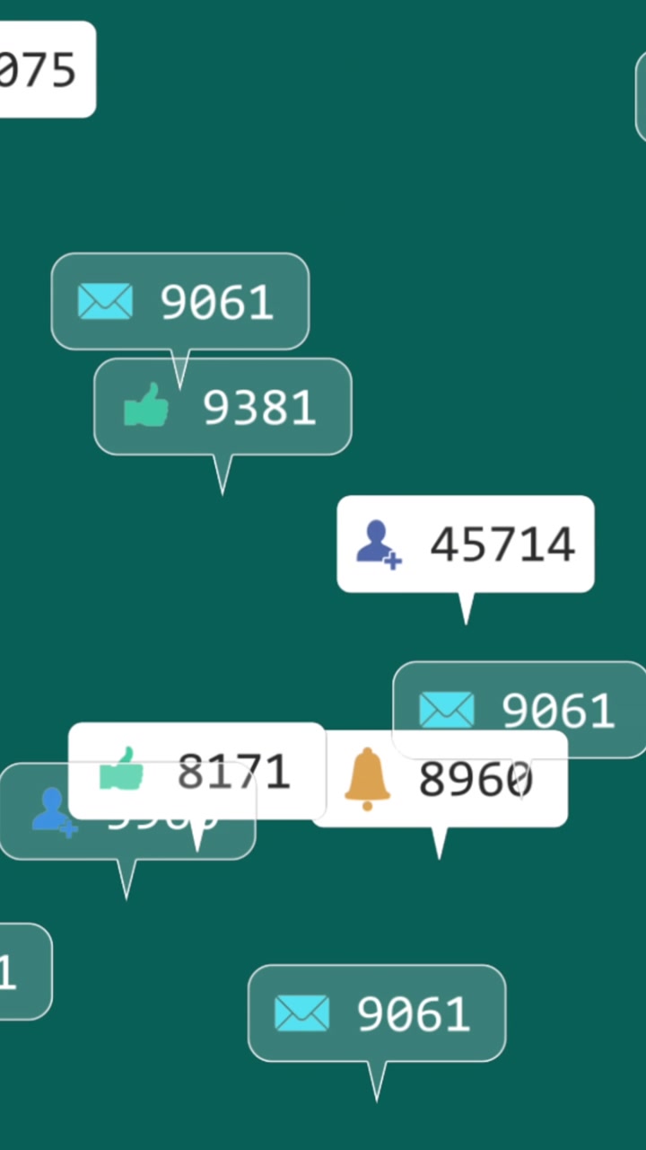 Animation of social media data processing over green background