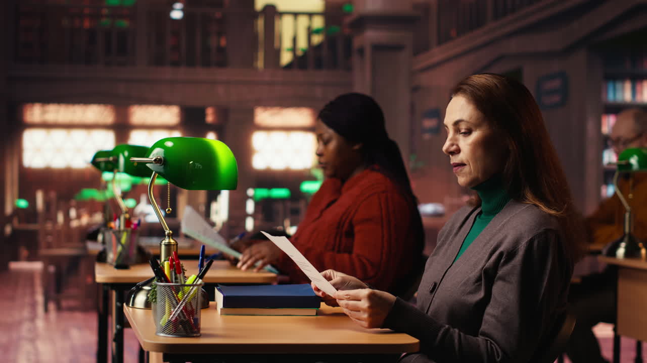 People reading in a library