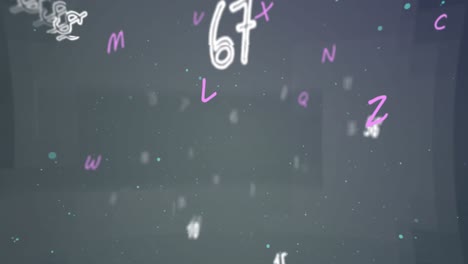 animación digital de múltiples números y alfabetos cambiantes contra un fondo negro