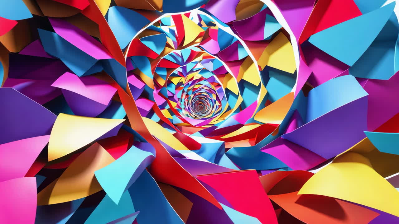 Vibrant Abstract Geometric Spiral Tunnel
