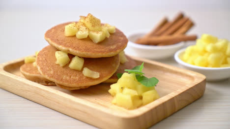 apple pancake or apple crepe with cinnamon powder