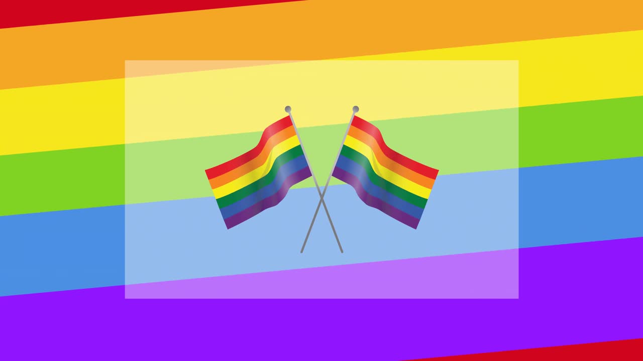 animación de banderas del arco iris sobre rayas del arco iris