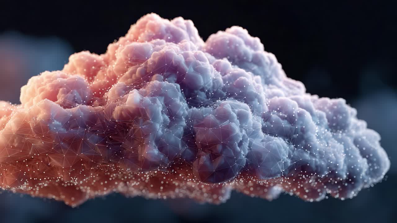 A Stunning Visualization of a Dreamy Cloud Formation, Showcasing an Intricate Design with Soft Colors and a Starry Background that Evokes Imagination and Serenity