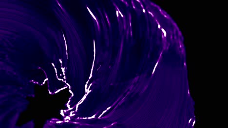purple wavy swirling whirlpool on dark background. 3d animation loop
