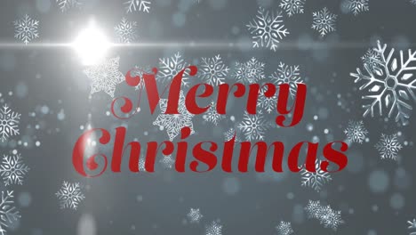 Animation-of-christmas-greetings-text-over-snow-falling-on-grey-background