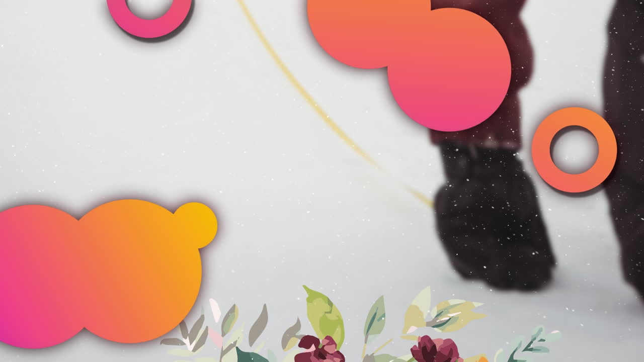 animación de formas sobre la nieve que cae