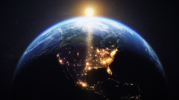 太陽が地球の後ろに昇る 太陽が地球の上に昇る