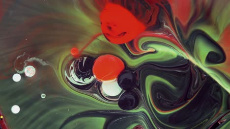 colorful bubbles. abstract red, yellow, green mixture on a black background. artistic color paint background.