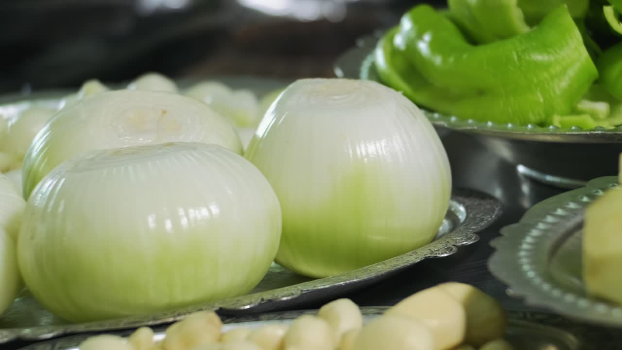 Close up of fresh vegetables prepared for cooking
