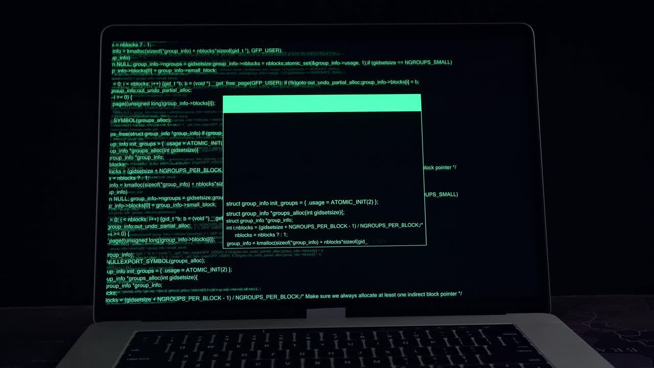 Hacker Concept. Coding Technologies On A Laptop Computer Monitor