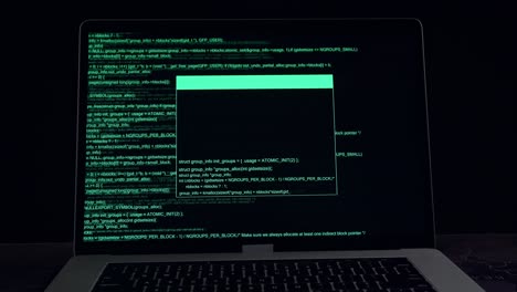 hacker concept. coding technologies on a laptop computer monitor