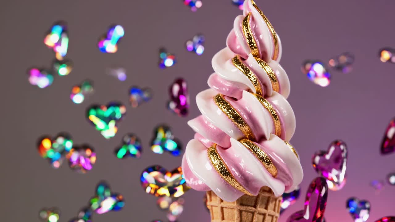 핑크와 골드 아이스크림 콘