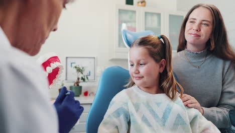 dental checkup with a child patient and her mother