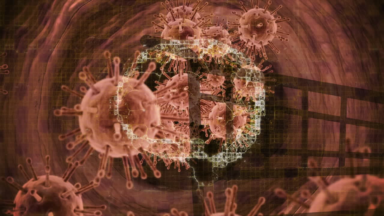 animación de las células del virus sobre el cerebro