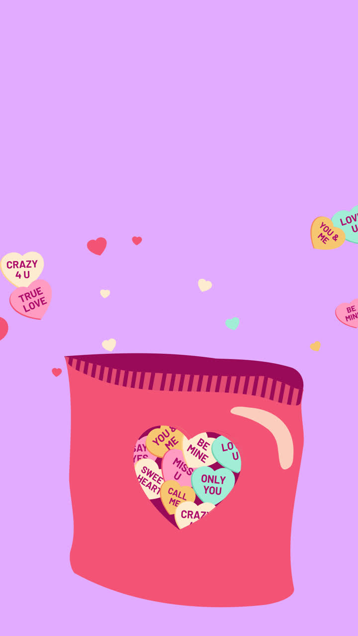 손으로 그린 평평한 디자인의 모션 그래픽 대화 심장 일러스트레이션