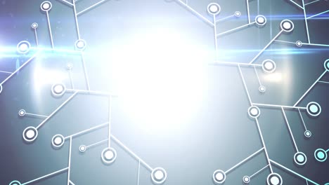 Animation-of-network-of-connections-with-white-nodes-over-glowing-background