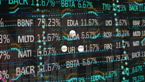 animación del procesamiento de datos financieros sobre un fondo oscuro